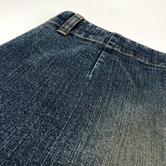 American Eagle Medium Washed Distressed Pockets Denim Slits Jean Skirt SIZE 4 - Picture 8 of 12